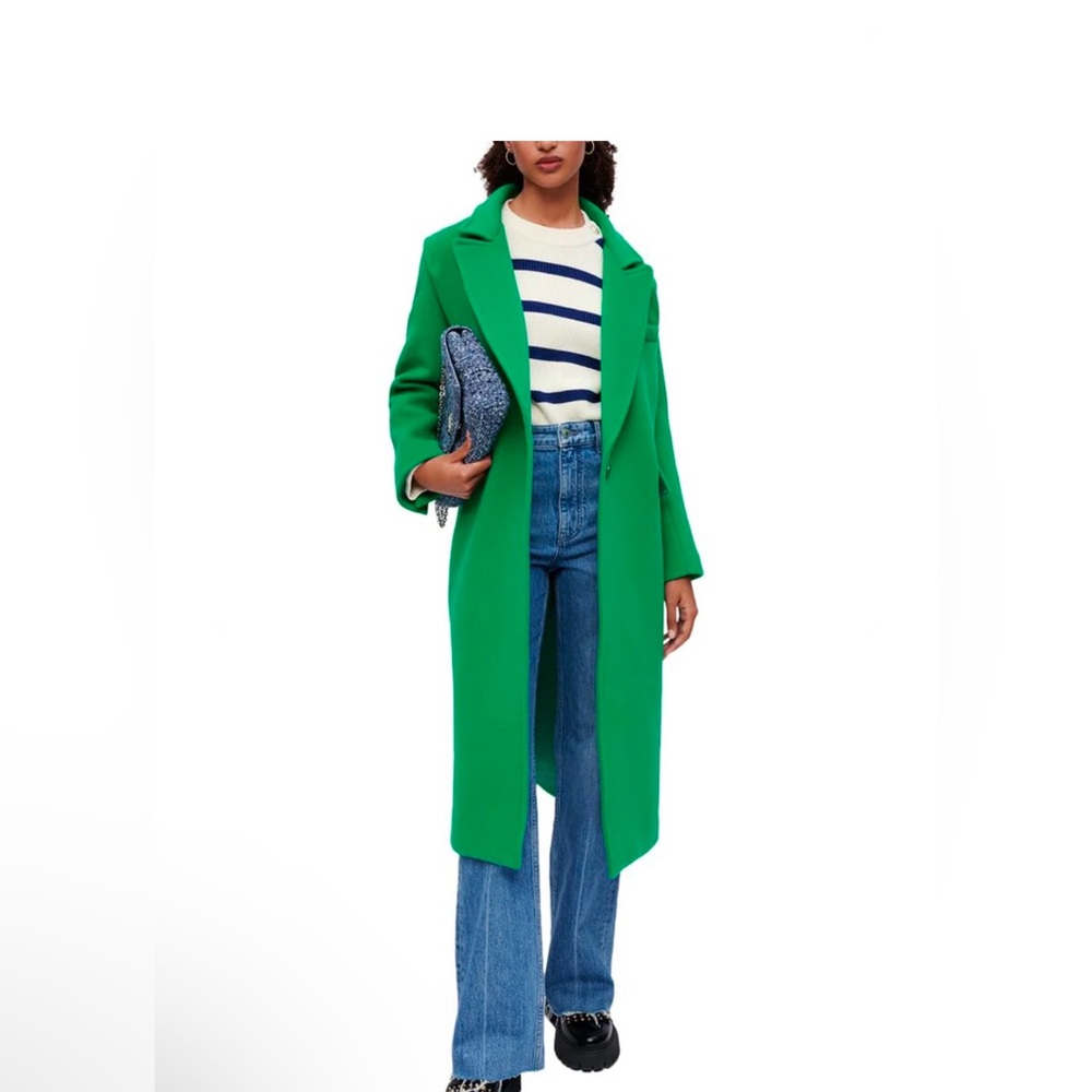 Maje Brand New Wool Coat, E.U Size : 42 or U.S size : XL . Beautiful green coat - Picture 3 of 10